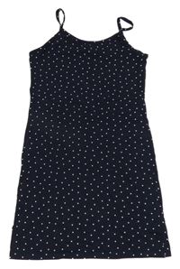 Tmavomodré bodkovaná é elastické šaty H&M