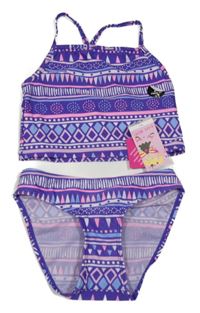 Nové - Fialové vzorované tankini E-Vie