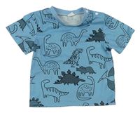 Modré tričko s dinosaurami Shein