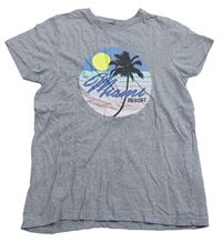Sivé melírované tričko s palmou Primark
