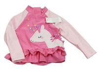 Ružovo-svetloružové UV tričko s jednorožcom Mothercare
