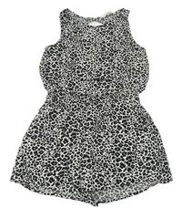 Bielo-čierny vzorovaný kraťasový overal H&M