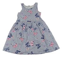 Modro-biele pruhované bavlnené šaty s motýly zn. H&M