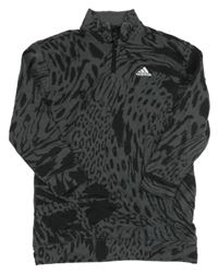 Sivo-čierna vzorovaná mikina zn. Adidas