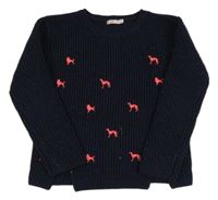 Tmavomodrý třpytivý svetr pejsky BillieBlush