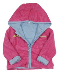 Růžový froté zatplený kabátek s kapucňou