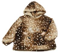 Béžovo-hnedá chlpatá mikina so srnkou a kapucňou H&M