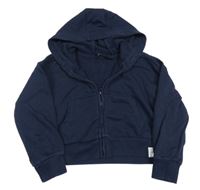 Tmavomodrá prepínaci crop mikina s kapucňou George