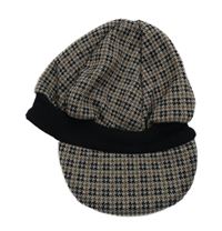 Béžovo-černo-bílá vzorovaná kšiltovka 