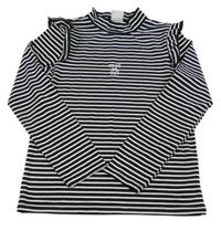 Černo-bílé pruhované triko s nápisem a rolákem F&F