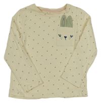 Smetanové puntíkované triko s králíčkem Nutmeg