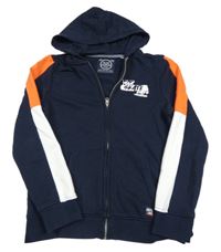 Tmavomodro-bílo-červená propínací mikina s kapucí C&A