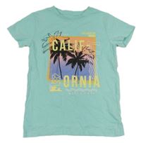 Svetlomodré tričko s potlačou Peacocks