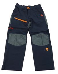 Tmavomodro-šedé šusťáková outdoorové kalhoty Lupilu