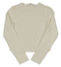 Smotanové rebrované crop tričko H&M