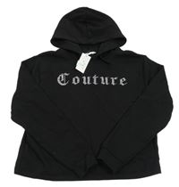 Nové - Černá crop mikina s nápisem z kamínků a kapucí Matalan vel. 16 let