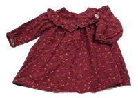 Malinové menšestrové kvetované šaty s golierikom Next