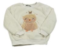 Smotanová chlpatá mikina so sovou C&A