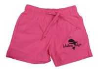 Neónově ružové plážové kraťasy s velrybou Roly