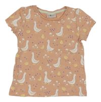 Broskvové tričko s husami So Cute
