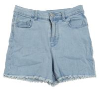 Světlemodré roztřepené riflové md rise kraťasy Denim Co. 