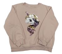 Světlerůžová mikina s jednorožcem z flitrů H&M