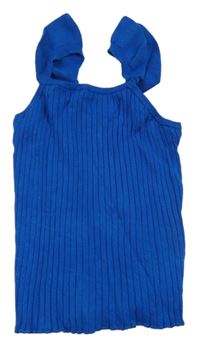 Nové - Safírový žebrovaný úpletový top s volánky H&M