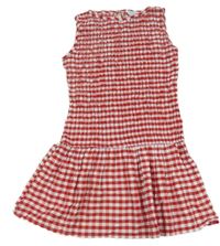 Červeno-biele kockované žabičkové plátenné šaty Primark
