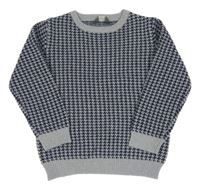 Tmavomodro-sivý vzorovaný sveter Primark