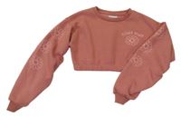 Staroružová crop mikina s kvetmi Matalan