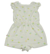 Bílý froté kraťasový overal s citrony a volánky PRIMARK