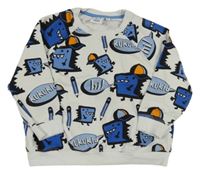 Biela oversize mikina s príšerkami a pastelkami KUKUKID