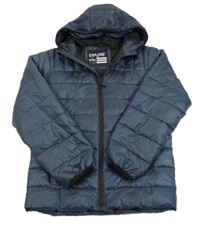 Tmavomodrá prošívaná šusťáková zimní bunda s kapucí Matalan