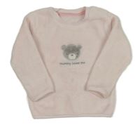 Svetloružová plyšová mikina s medvedíkom a nápisom little nutmeg