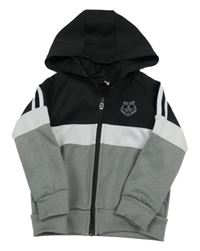 Sivo-bielo-čierna prepínaci športová mikina s tigrom a kapucňou PEP&CO