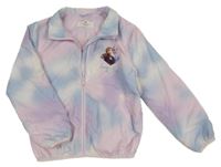 Světlerůžovo/světlemodro-fialová batikovaná šusťáková jarní bunda s Frozen H&M