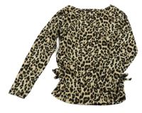 Smetanovo-béžovo-hnědo-černé vzorované žebrované triko s mašlemi George