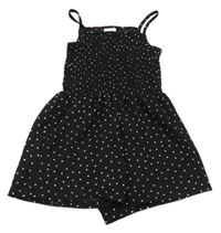 Černo-bílý puntíkatý vzorovaný letní overal F&F