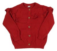 Červený vzorovaný prepínaci sveter s volánikmi Tu