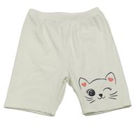 Biele rebrované legínové kraťasy s mačičkou SHEIN