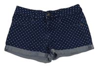 Tmavomodré bodkovaná é rifľové kraťasy Denim Co.