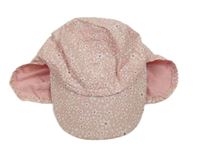 Světlerůžová plátěná kšiltovka s kytičkami 