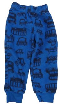 Cobaltovoě modré fleecové pyžamové nohavice s autami a autobusmi Matalan