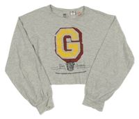 Světlešedé melírované crop mikinotriko s písmenkem - Harry Potter H&M