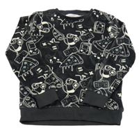 Tmavošedá plyšová pyžamová mikina s obrázky F&F