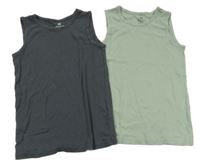 2x - Tílko - Tmavošedé, světlekhaki H&M
