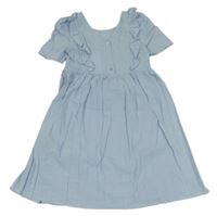 Nové - světlemodré pruhované puntíkaté šaty s volánky Belle Poque