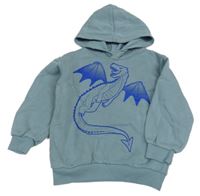 Šedomodrá mikina s drakom a kapucňou H&M