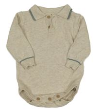 Světlebéžovo/šedé melírované úpletové body s límečkem PRIMARK