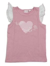 Růžovo-bílé tričko se srdíčkem a volánky impidimpi
